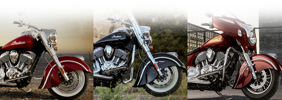 Všechny tři modely motocyklů Indian | Ilustrace