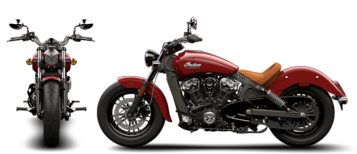 Indian Motorcycle Scout - foto zepředu a zboku